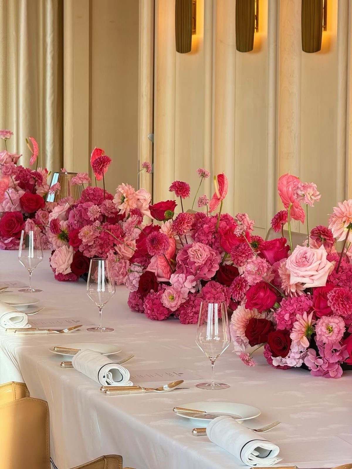 Elegant luxury tablescape with candles and florals